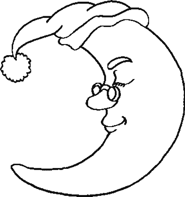 the moon with glasses and a nightcap